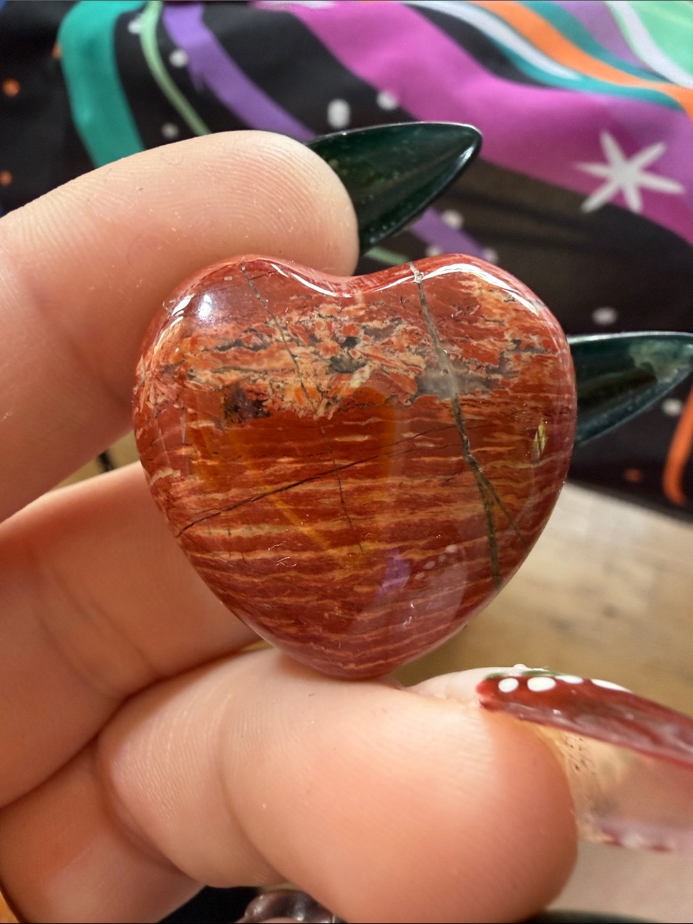 Polished Red Jasper Heart Decorative Accent